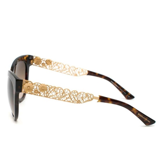 Dolce & Gabbana‎ Cat-Eye Gradient Brown Sunglasses With Golden Filigree Arms main image 13